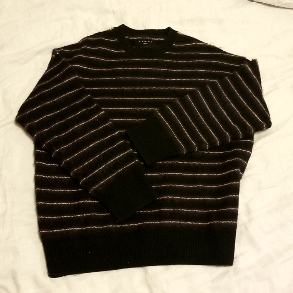 Allsaints Black Wool Alpaca Sweater $228 Retail